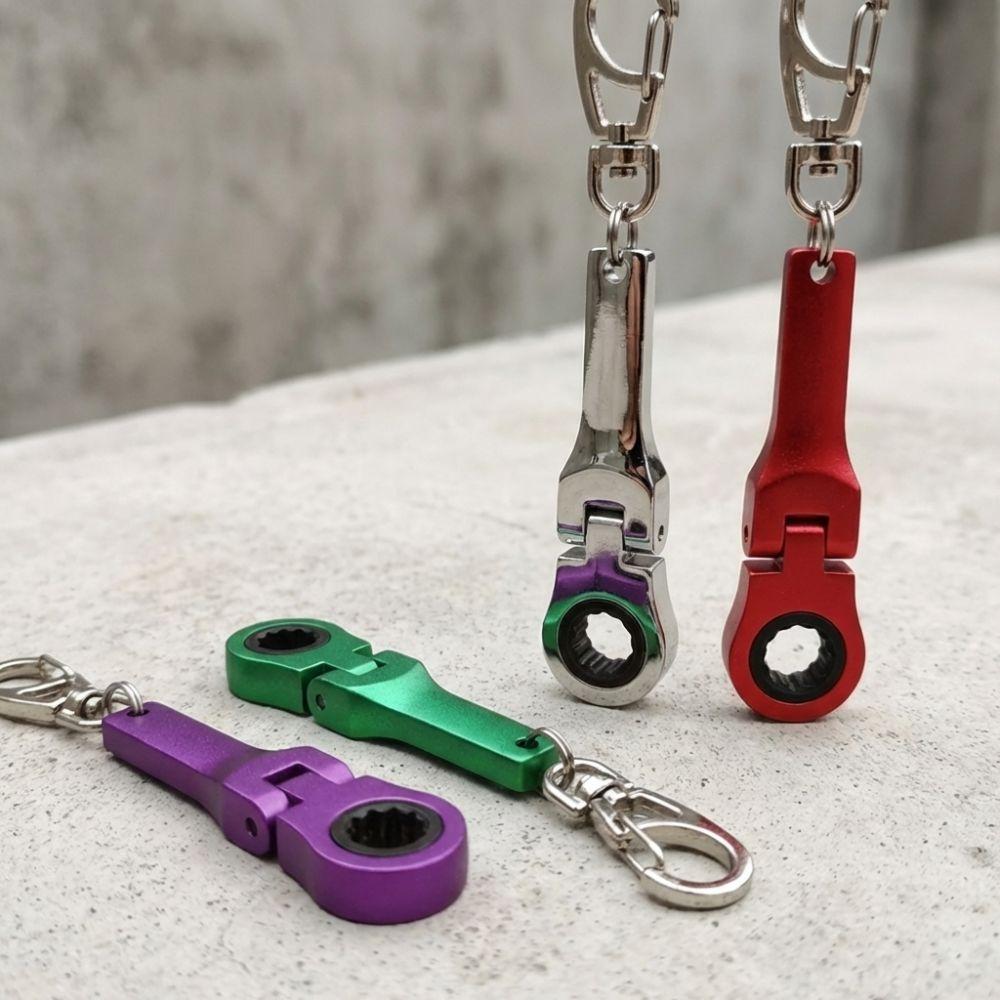 Metal Ratchet Wrench Mini Shaped Wrench Key Ring Creativity Racing Keychain Men's Gifts