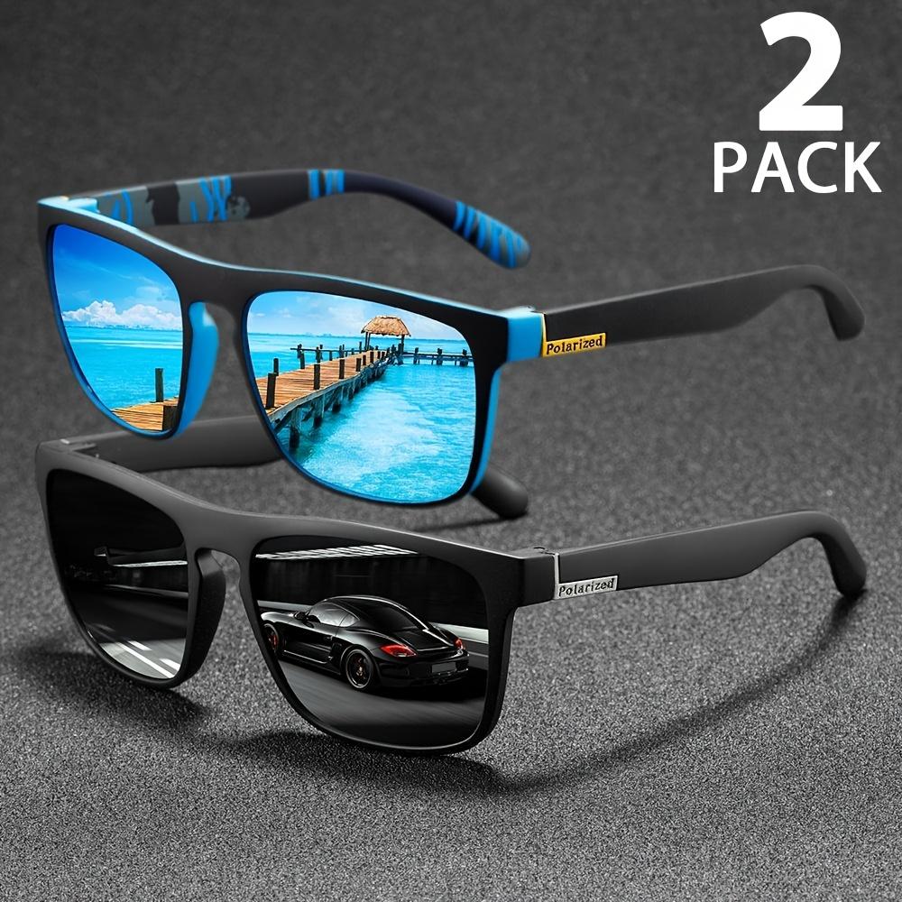 2Pack Fashion Sports Polarized Sunglasses UV Protection Personalized Glasses Square Frame Metal Men's And Women's UV400 Eyewear