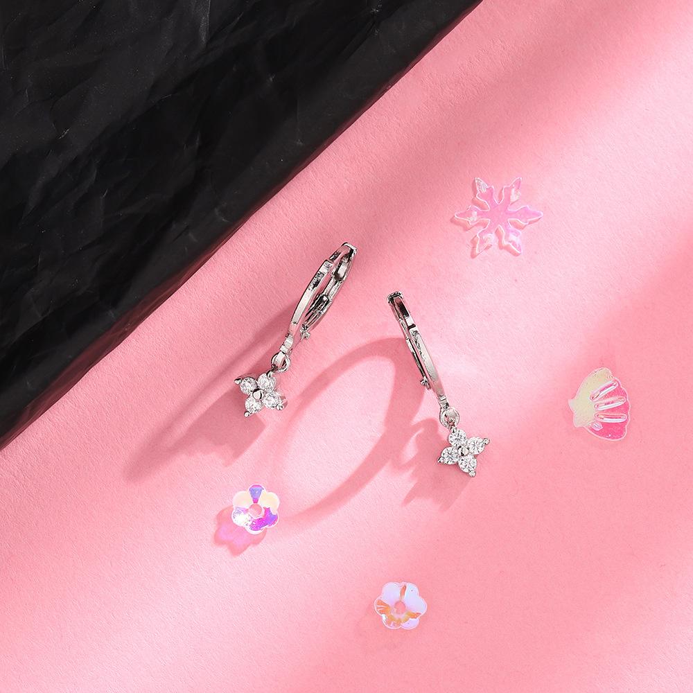 

Real Money 925 Sterling Silver Lucky Four-leaf Clover Hoop Earrings for Women S925 Wedding Party Jewelry Gift Aretes De Mujer серебряный