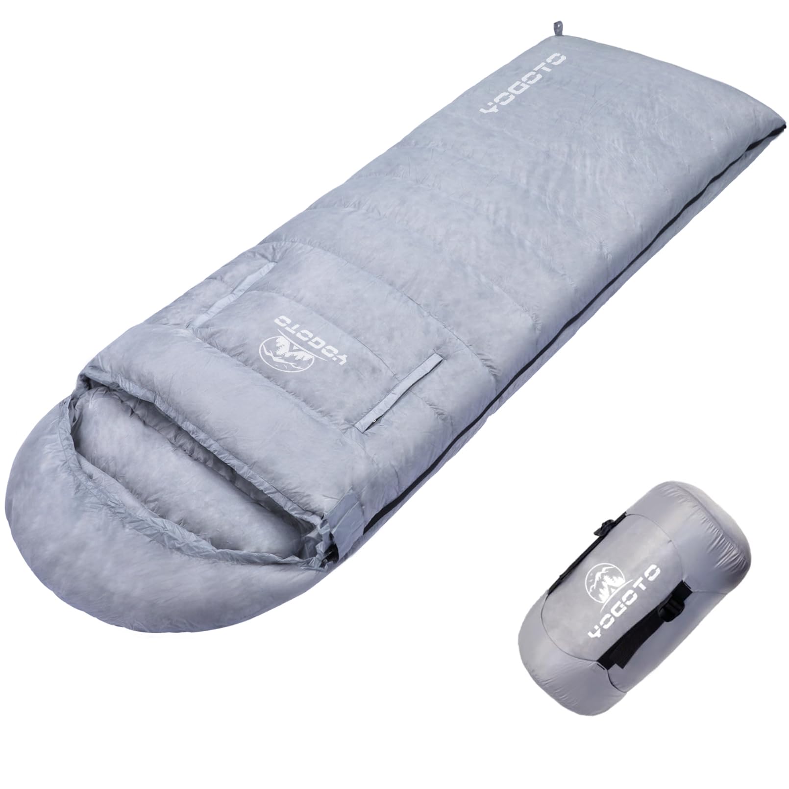 

YOGOTO Down Sleeping Winter Sleeping 650FP Down Filling 15D for Car and Emergency Preparedness Gray Right 1000g Down Envelope-Style Bag, Bag,
