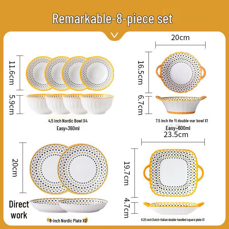 Nordic Ceramic Tableware Set 8-Piece Set