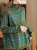 Vintage Women Long Sleeve Soft Cotton Mock Neck Knitted Casual Sweater Top Pullover Spring Johnature