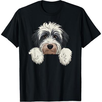 T-shirt pour hommes et femmes amoureux des chiens, avec un adorable chiot Bernedoodle qui regarde par-dessus son épaule.
