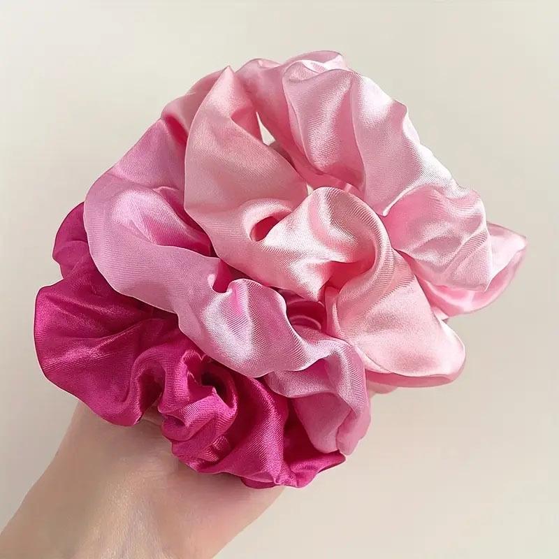 Набор атласных красных резинок-скранчи: Элегантные однотонные резинки для волос с высокой эластичностью