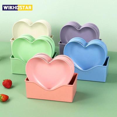 5pcs/set Heart-shaped Creative Plate Cake Plate With Tray Bone Dish Dried Fruit Snack Plate Candy Plate Container Snack Plate