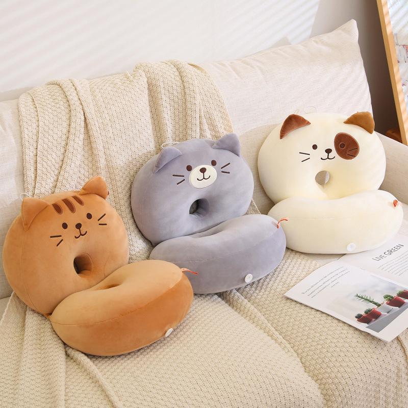 

Two-Whiskered Cat Neck Pillow: Meow Star Office Nap Pillow, Folding Backrest for Student or Classroom 45cm*32cm (0.55kg) білий