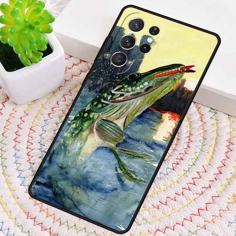Pike Fish Fishing Bait TPU Phone Case For Samsung Galaxy note 10 pro S26 S25 S24 S23 S22 Ultra Plus S21 FE S20 Shockproof Cover