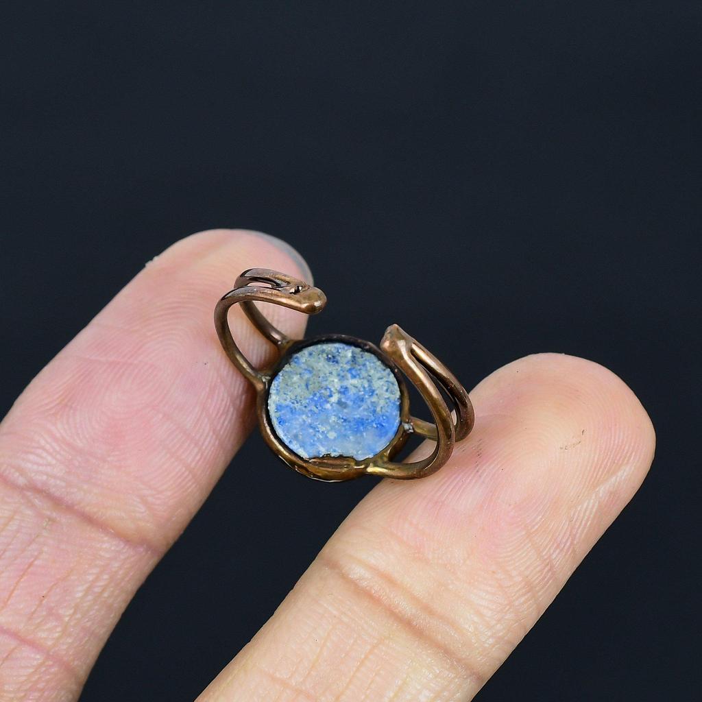 Kyanite Handmade Gemstone Ring, Copper Electroformed Ring Antique Jewelry, Adjustable Ring Engagement Gift