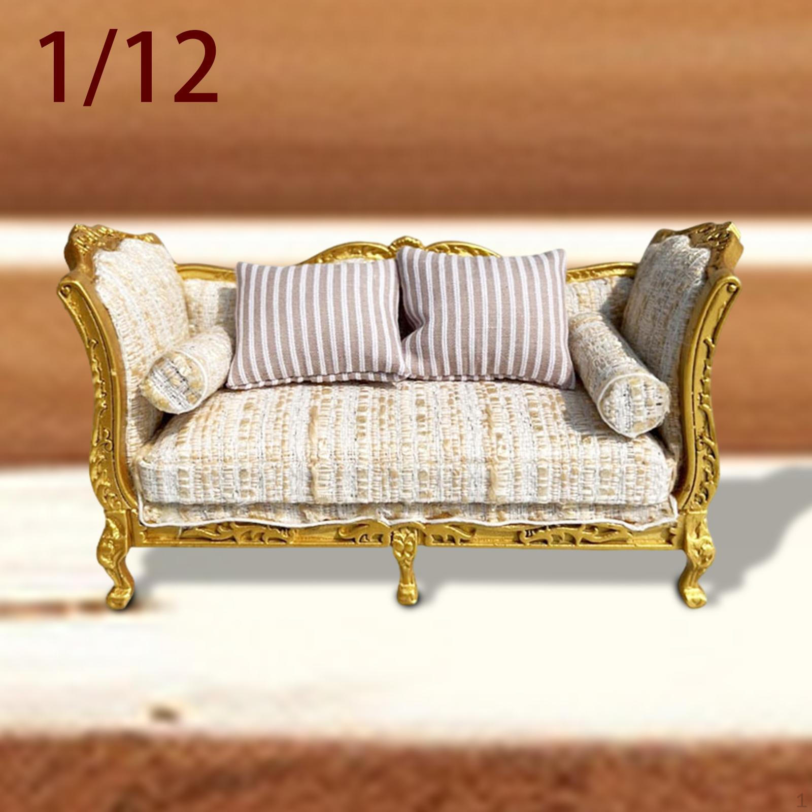 

Миниатюрный деревянный диван для кукольного домика, декоративная мини-мебель для 1 человека:12 Double sofa