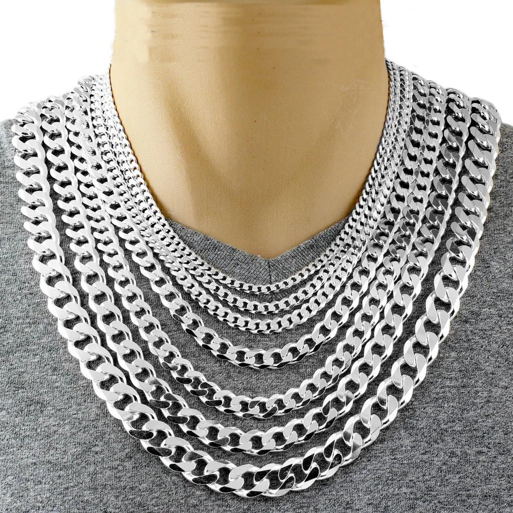 FULL Silver Men' Chain 5mm 925 SILVER PANCER Italian Chain