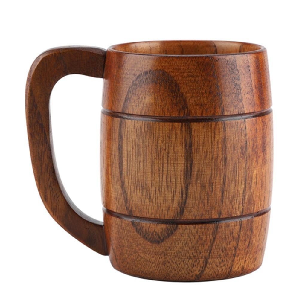 

Unique Handmade Wooden Beer Cup Big Capacity Vintage Beer Mug With Handle Wooden Cup Home Use