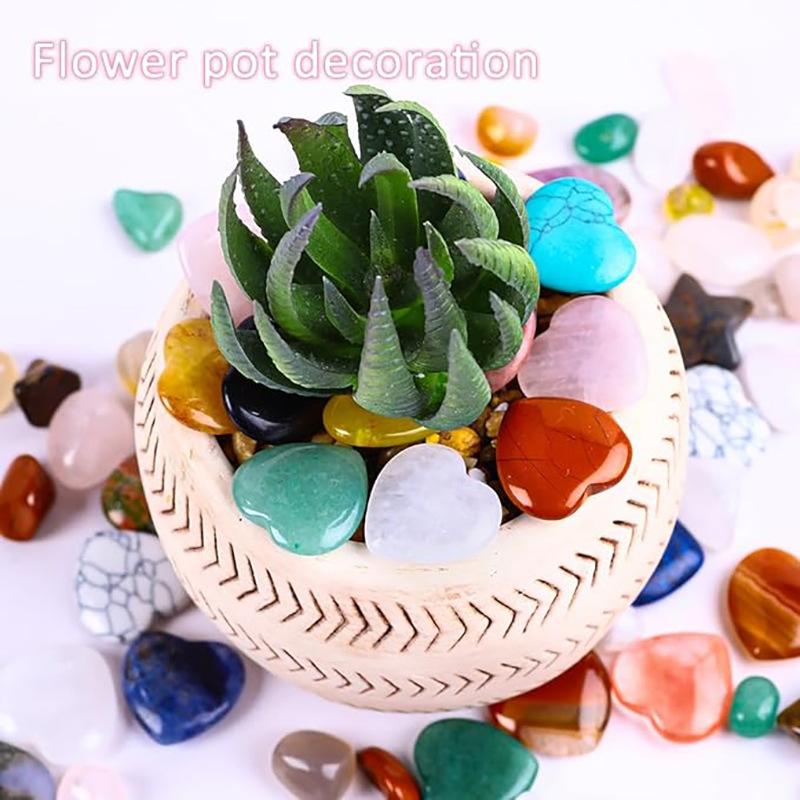 Herz-Kristall-Ornament-Dekoration, Energie-Naturstein, Reiki-Heil-Edelstein für Topfpflanzen, Fischtanks, Aquarien, Heimdekoration, Schmuckzubehör, 2 × 2 cm