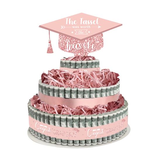 2025 Graduation Gifts 3 Tier Cake Filled with Cash Money Class of 2025 Graduation Decoration for Boys Girls High School College Grad Party Supplies