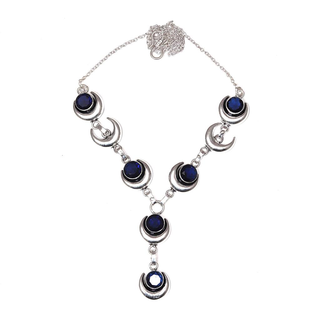 Tanzanite Quartz Gemstone Women's Unisex Jewelry Necklace Set 18-20''