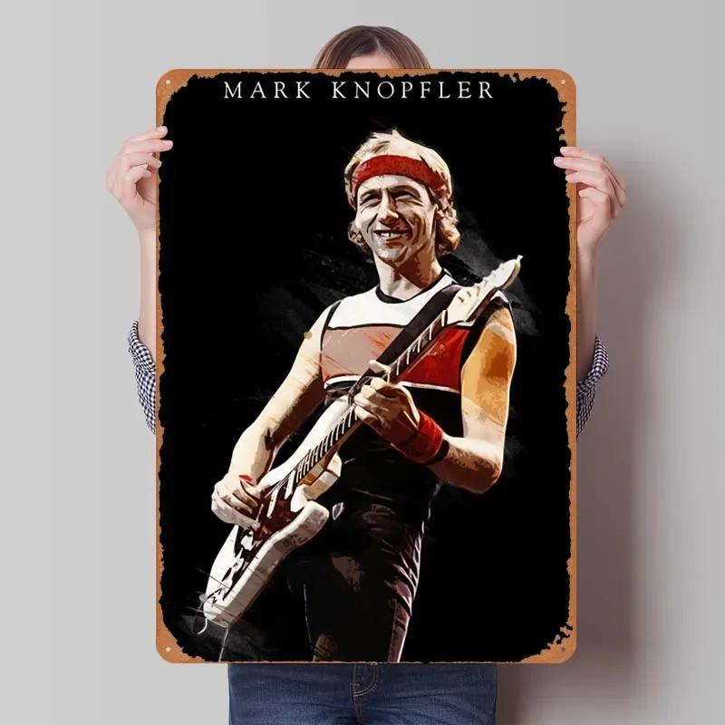 Plaque Métallique Mark Knopfler Affiches Chanteur Décoration Salle de Jeux Homme Plaque Vintage en Tôle pour Décoration Murale Intérieur