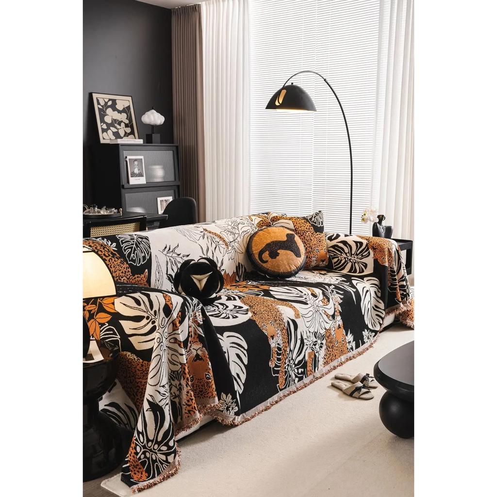 Funda Sofa Home Chenille Leopard Print Sofa Mat Throw Blankets  All-season Camping Picnic Cover Sofa Cover