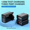 EU/US/UK120W fast charger with 2 USB ports and 2 Type-C ports,2-meter data charging cable,used for mobile phone,tablet,headphone