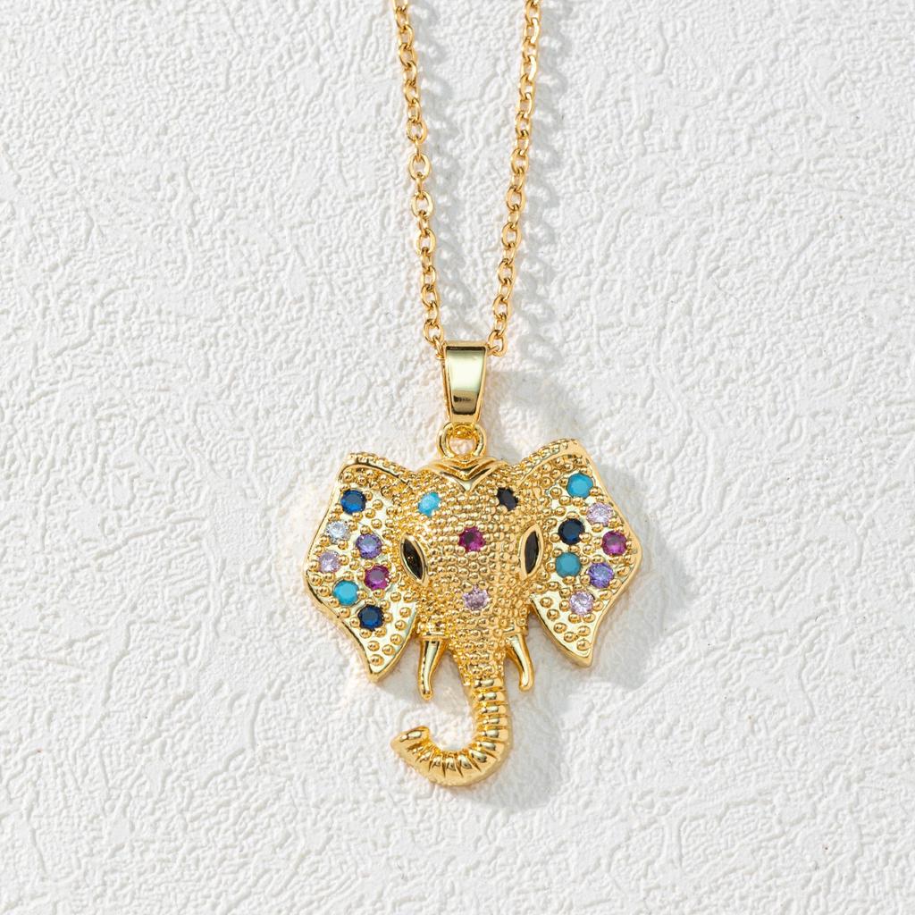 Micro-Set Zircon Elephant Pendant Necklace Titanium Steel Women's Fashion Versatile Minimalist Collarbone Chain Jewelry