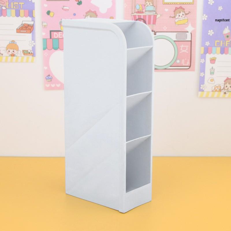 Transparent Frosted Pen Holder: Slanted Storage Box for Makeup Brushes and Lipsticks, Multi-Functional Stationery Organizer