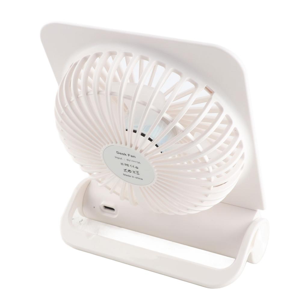 Desk Fan 3 Speeds Low Noise Portable Rechargeable Mini Fan for Car Home Camping White