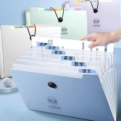 8-pocket Color Multi-layer Organ Folder, A4 Large Capacity Document Storage Bag, Storage Book, Office Receipt Data Organization
