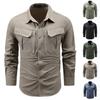 Herren Vintage Freizeit Arbeitshemd, Atmungsaktives Angel-Sonnenhemd, Locker Geschnittenes Langarm Outdoor-Hemd