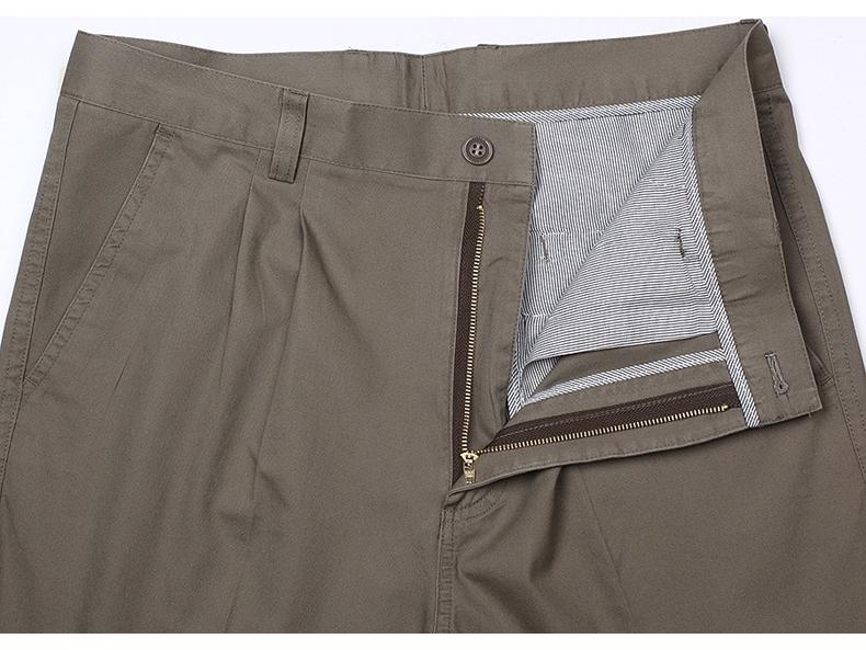 Men's High Waist Double Pleated Cotton Pants - Spring/Summer, Loose Straight Leg, Plus Size
