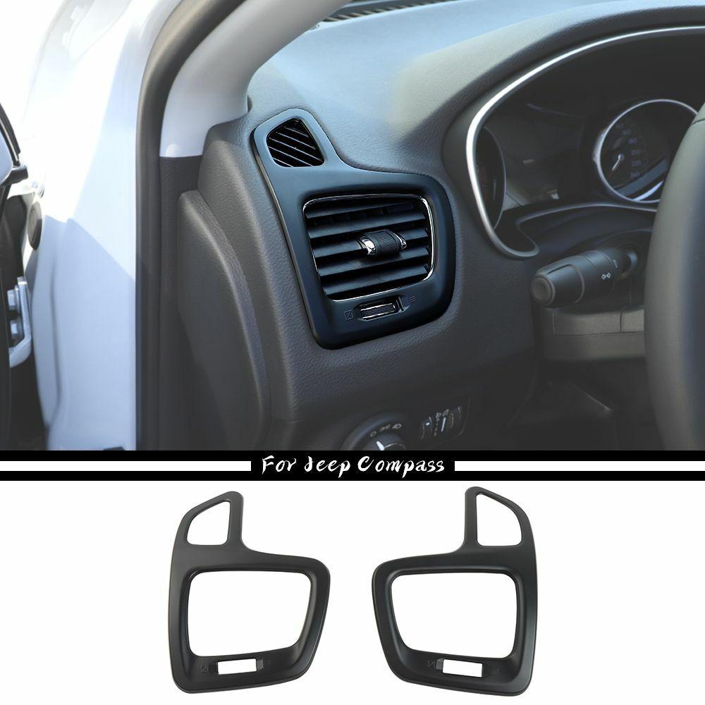Dashboard Side Air Outlet Vent Cover Trim Bezel For Jeep Compass 17+ Matte Black