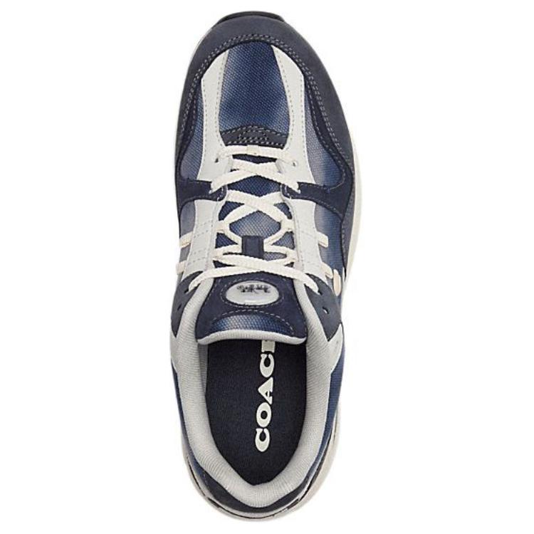 Coach C301 Leather Round Toe Lace-Up Low-Top Casual Shoes Women Sneakers Blue CU274-BHP