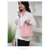 Japanese Style Canvas Tote Bag for Women, Multi-Layer Handheld Purse, Large Capacity Casual Bucket Handbag for Daily Commute KTB