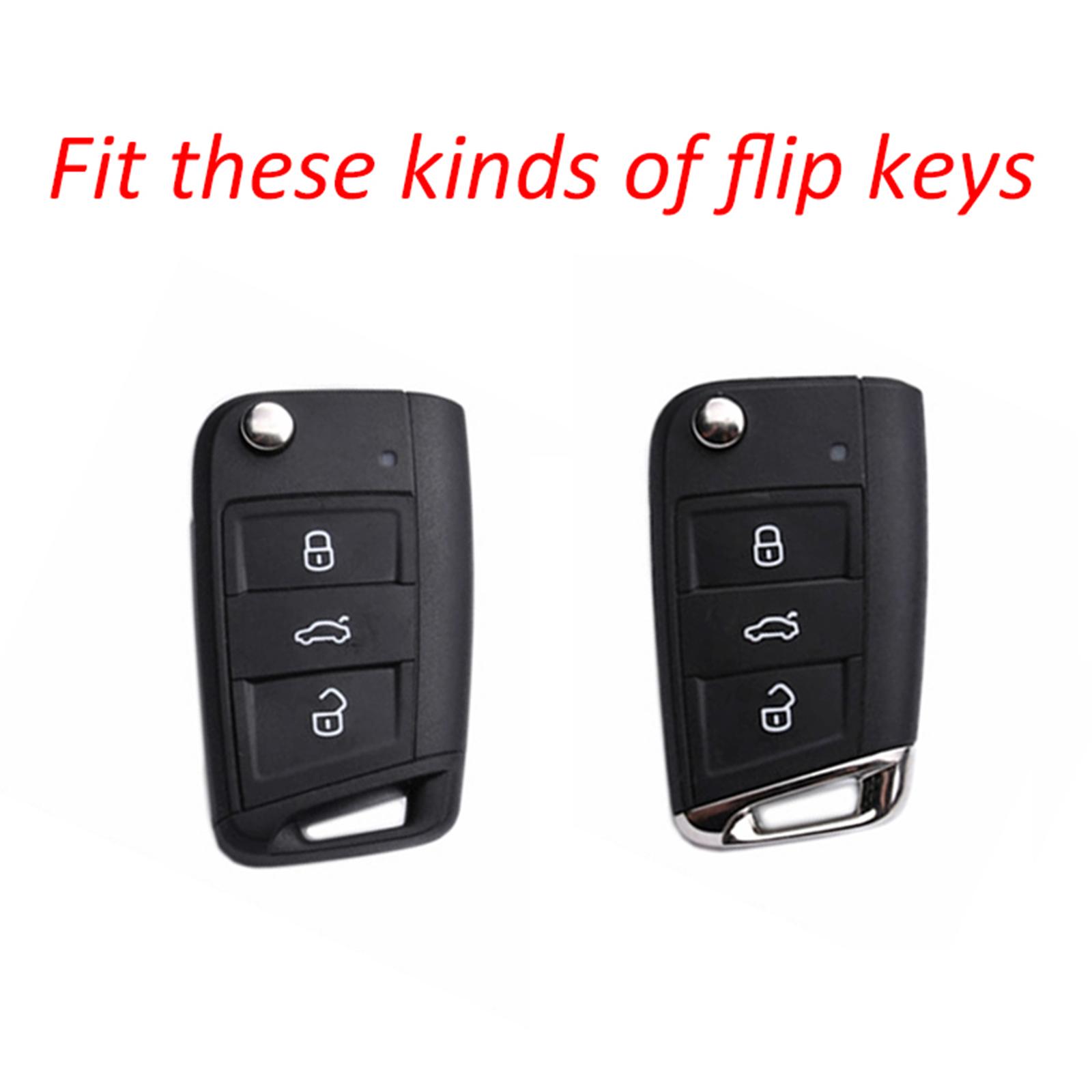 Leather Silicone Car Key Case Cover With Buckle For Volkswagen Golf MK7