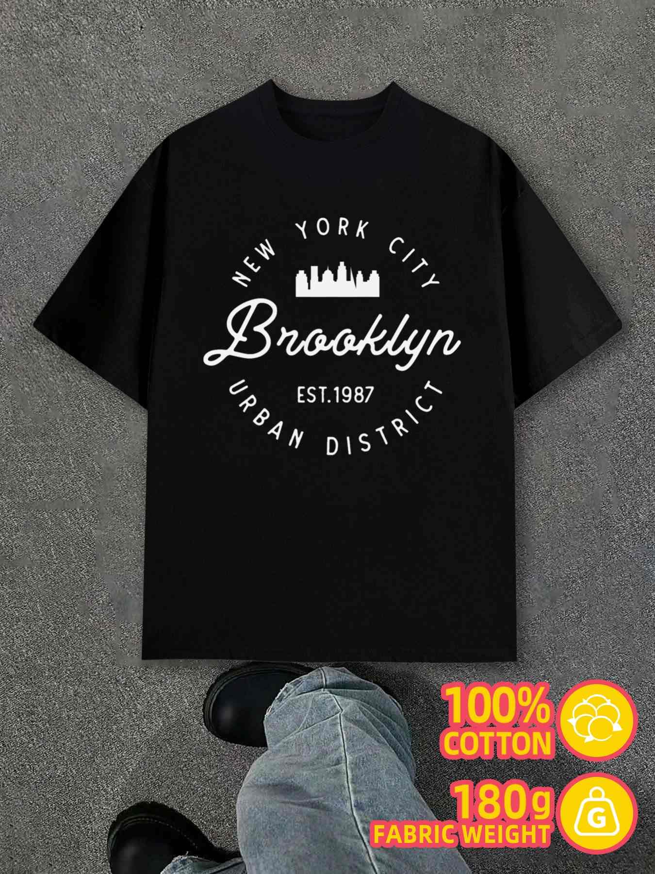 

T-Shirt Y2K Brooklyn Urban Est 1987 Black S