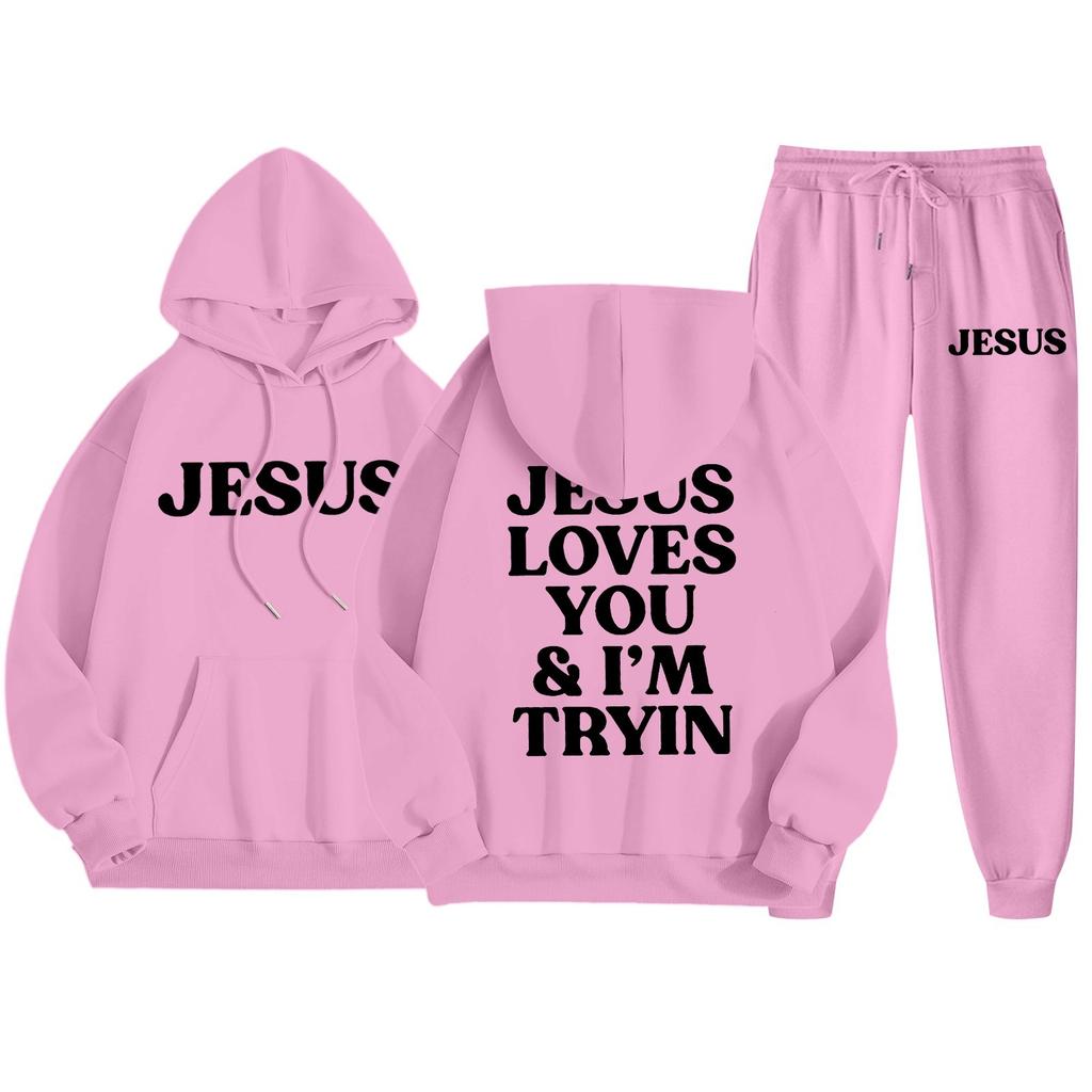 Men's Casual Solid Color Letter-printed Sweatshirt Set, Men's Fleece Hooded Drawstring Sweatshirt And Sweatpants Two-piece Set