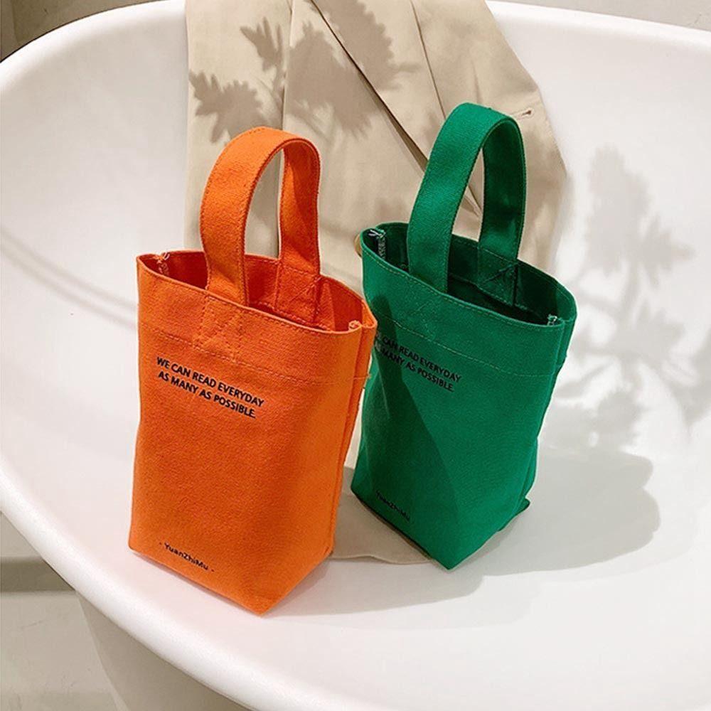 Simple Cute Letter Wrist Bag Pocket Storage Bag Handbag Mini Tote Bag Cloth Bag Canvas Bag
