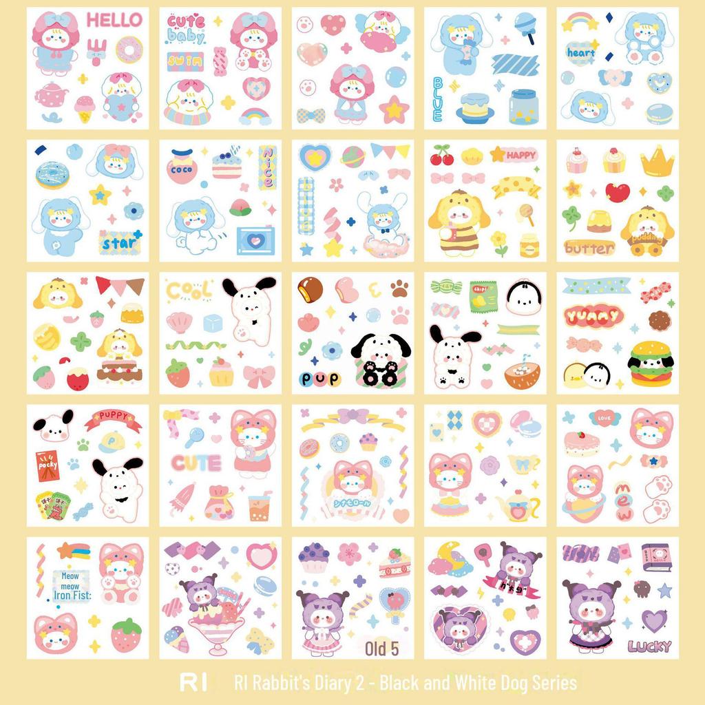 Sada roztomilých kreslených samolepek do deníku - 100 kusů, dekorativní dárkové balení