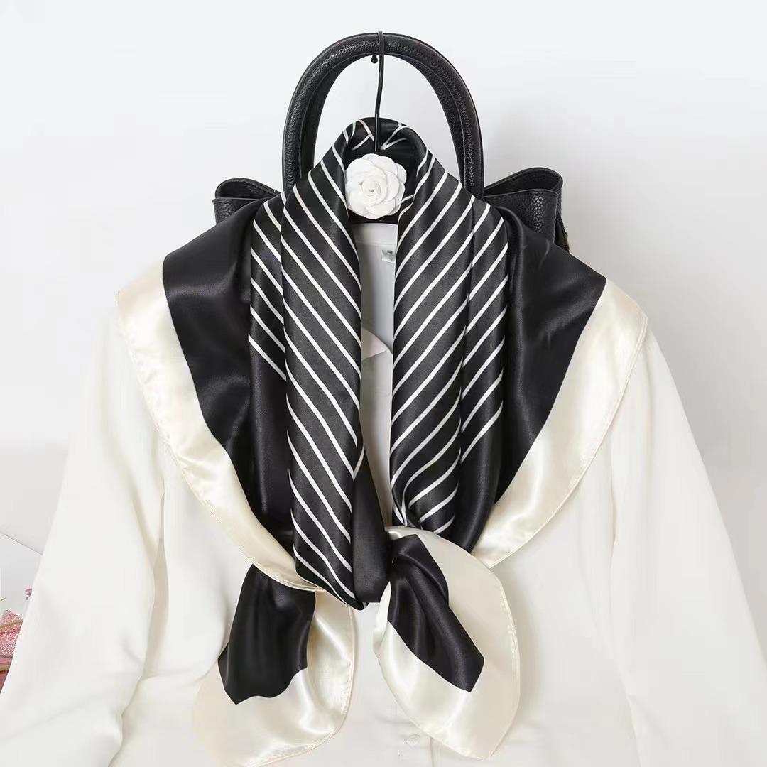 

90 Квадратних шарфів Атласна хустка Імітація шовку Модний шовковий шарф Універсальний тренд Материнська квадратна хустка Шарф satin 90 * 90