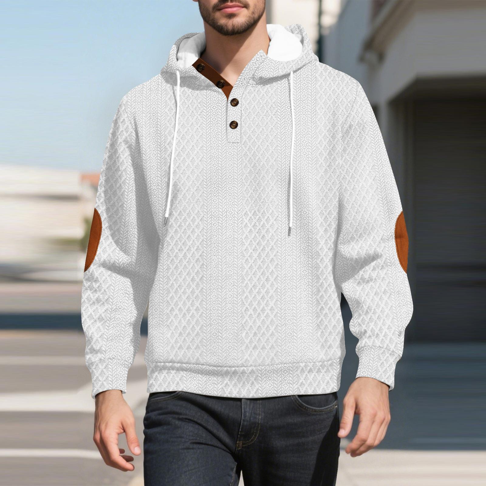 

Men s Outdoor Casual Sports Color Hooded Sweater L белый
