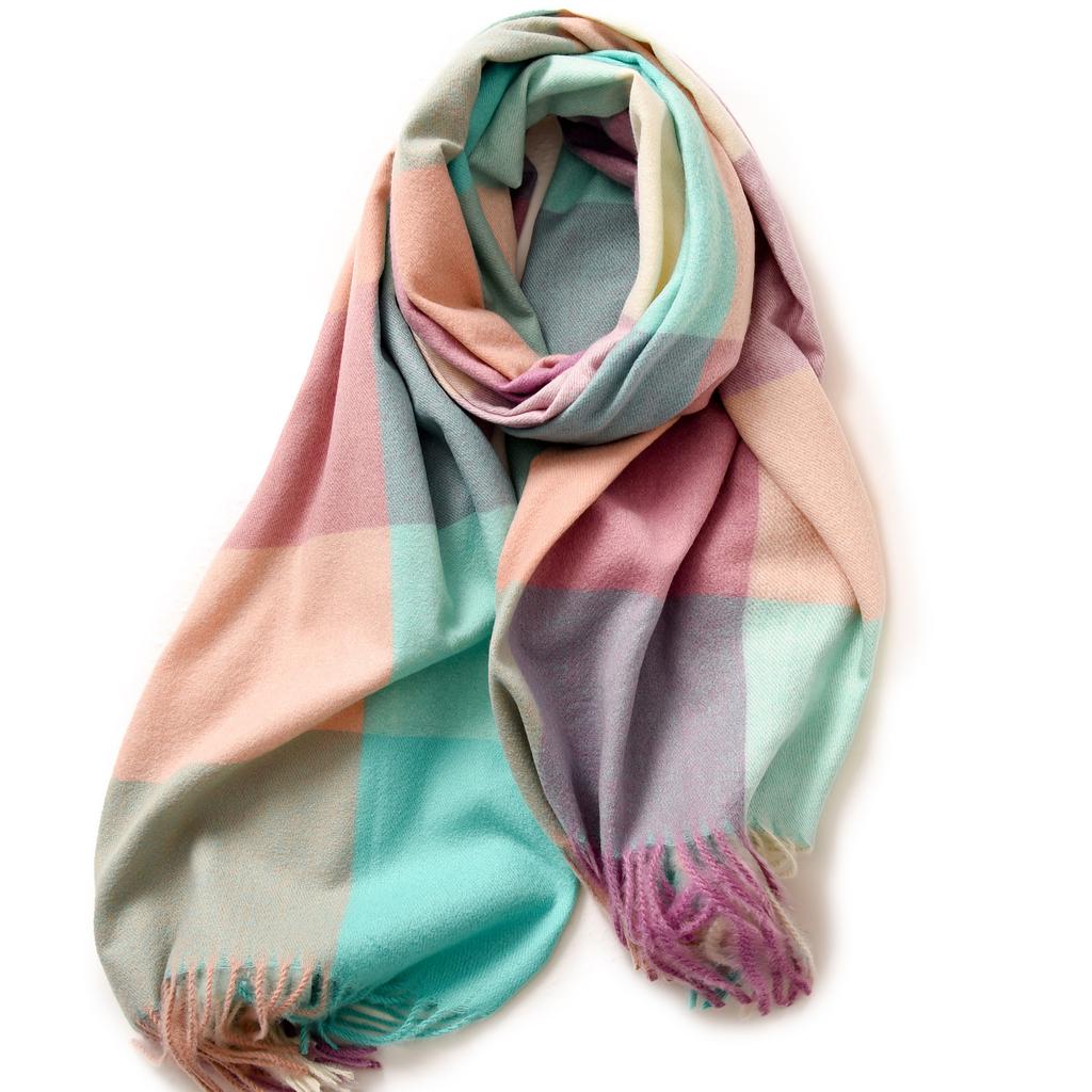 Plaid scarf women's autumn and winter imitation cashmere warm scarf office shawl with high-end scarf women's winter