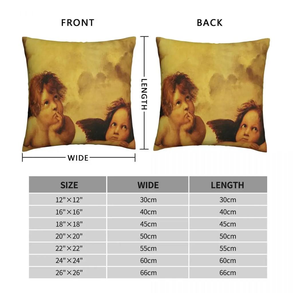 Angels Cherubs Raphael Santi Sistine Madonna Sweet Polyester Cushion Cover Home Office Decorative Kawaii Pillow Cover