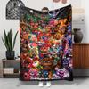 Five Nights at Freddy's Flanell-Kuscheldecke, Modernes Cartoon-Horror-Charakter-Design, Polyester, Ganzjahres- Wendbar Mehrzweck K