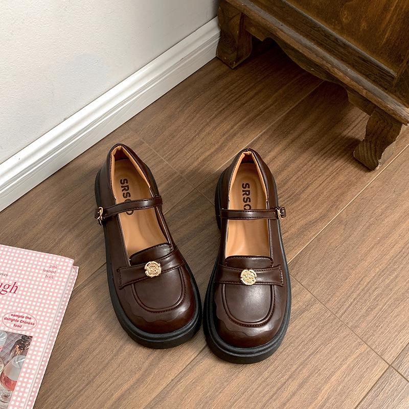Brown Retro British Style Platform Loafer Small Leather Shoes Women's 2025 New Summer Skirt Heightening Mary Jane Shoes