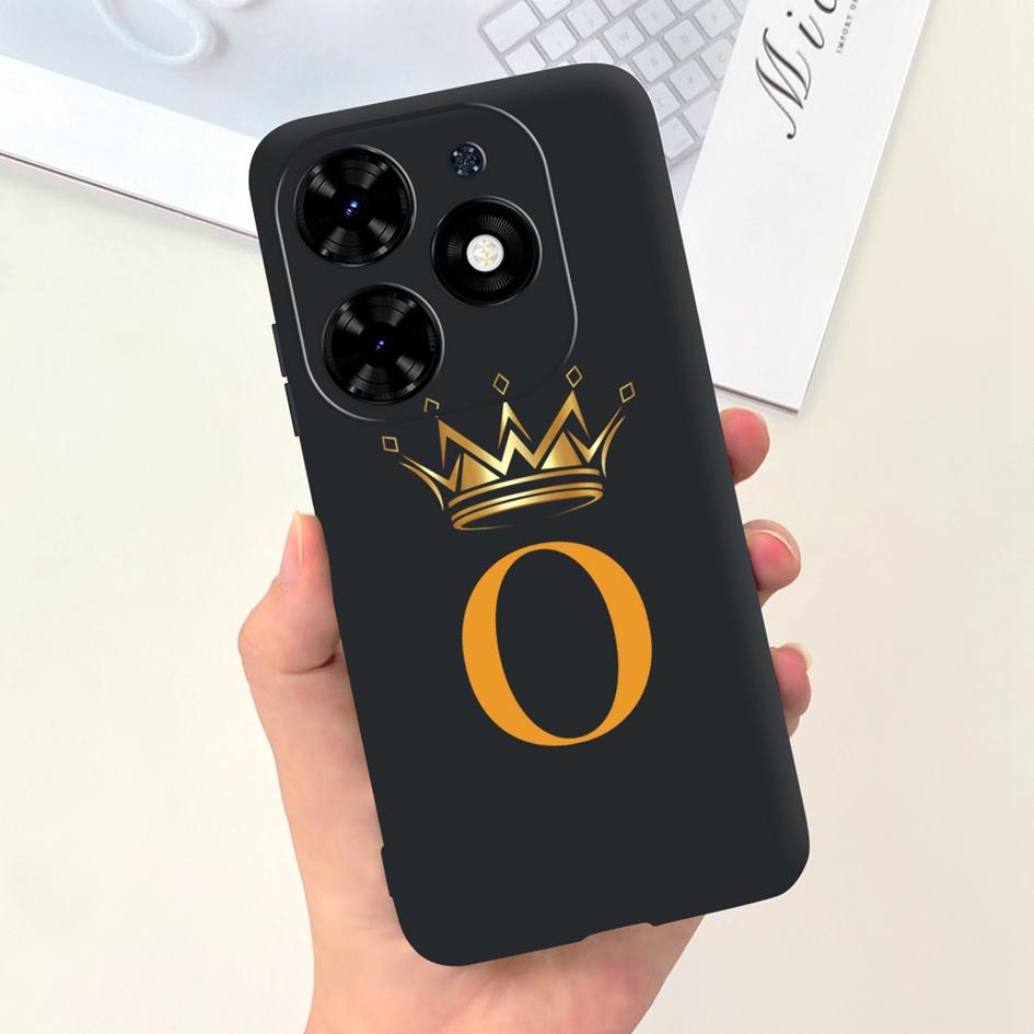 For Tecno Spark Go 2024 Case BG6 Cover Cute 26 Letters Crown Silicone Phone Cases For Tecno SparkGo 2024 Bumper Shockproof Funda