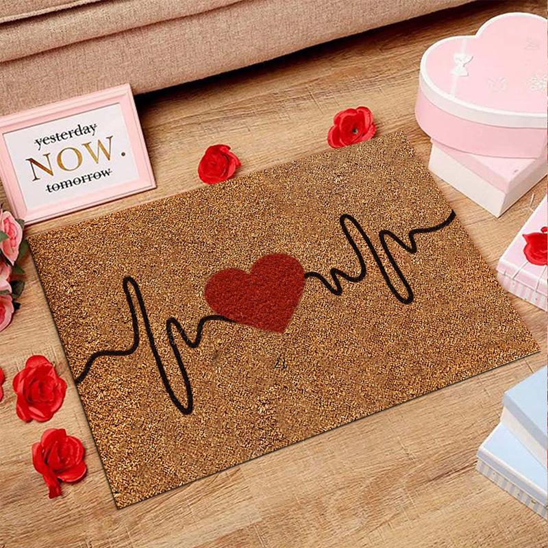 American Valentine's Day Series Crystal Velvet Carpet Love Door Mat Festive Holiday Home Decoration Mat Gift Wedding Mat