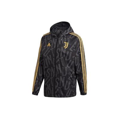 Juventus Soccer Sport Hooded Windbreaker Jacket Men Outerwear Black FR4220