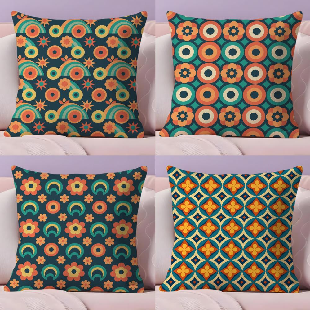 Art Nouveau Design Geometric Pillow Case Plush Fabric Soft Double-Sided Printed Sofa Warm Winter Home Gift Cushion Cover
