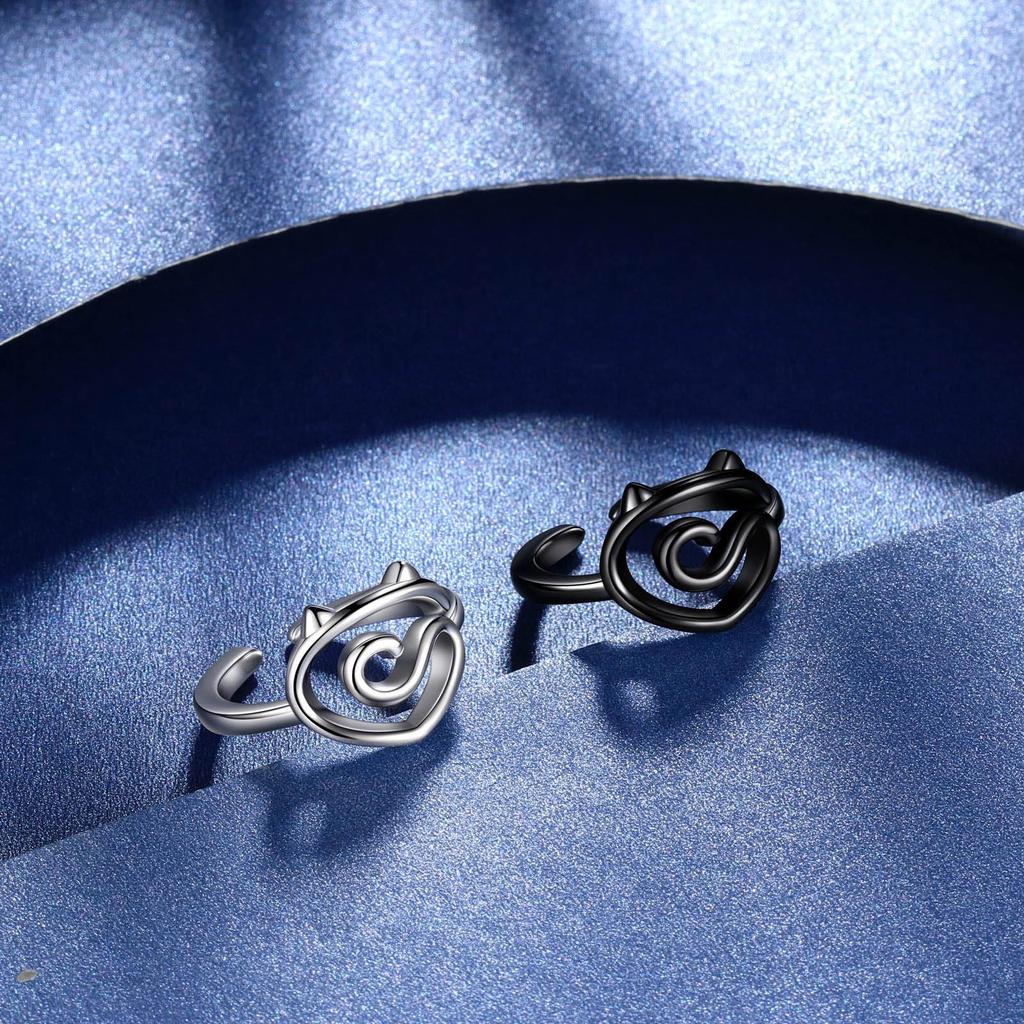 Creative Cat Crochet Hook Rings Adjustable Knitting Loop Rings Tail Accessory Fashionable Jewelry for DIY Enthusiasts