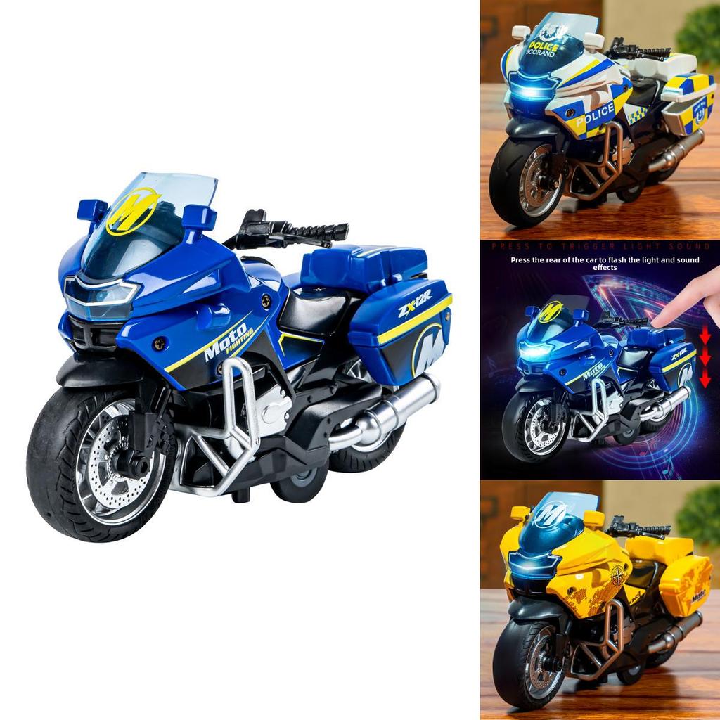 Metalowa motocykl zabawka do jeżdżenia dla chłopców ze światłem i efektami dźwiękowymi, dla dzieci w wieku 3+