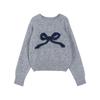 Girly bow jacquard crew neck sweater women's autumn and winter new lazy wind outside knitted sweater top