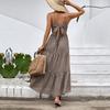 Summer seaside vacation dress fashion geometric print suspender dress