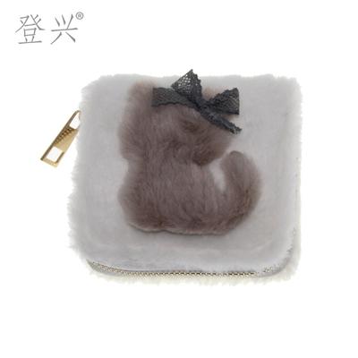 New Plush Patch Short Zipper Small Wallet, Children's Bag, Card Bag, Clutch Bag.